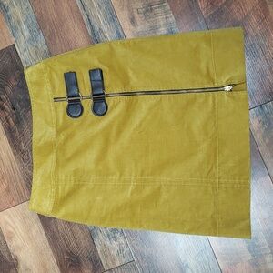 Vintage Sara Campbell Yellow Corduroy Skirt With Zipper Buckle Detail, Size 4